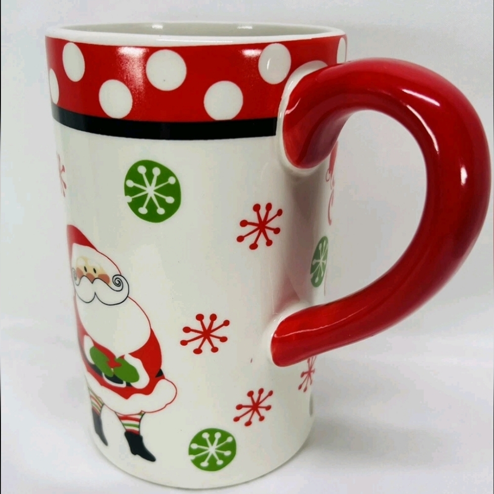 DEI Santa's Milk And Cookies Mug 5" Tall With Slot For Cookies Red White